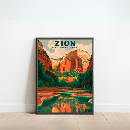 Zion National Park Vintage Travel Poster - Red Rock Majesty