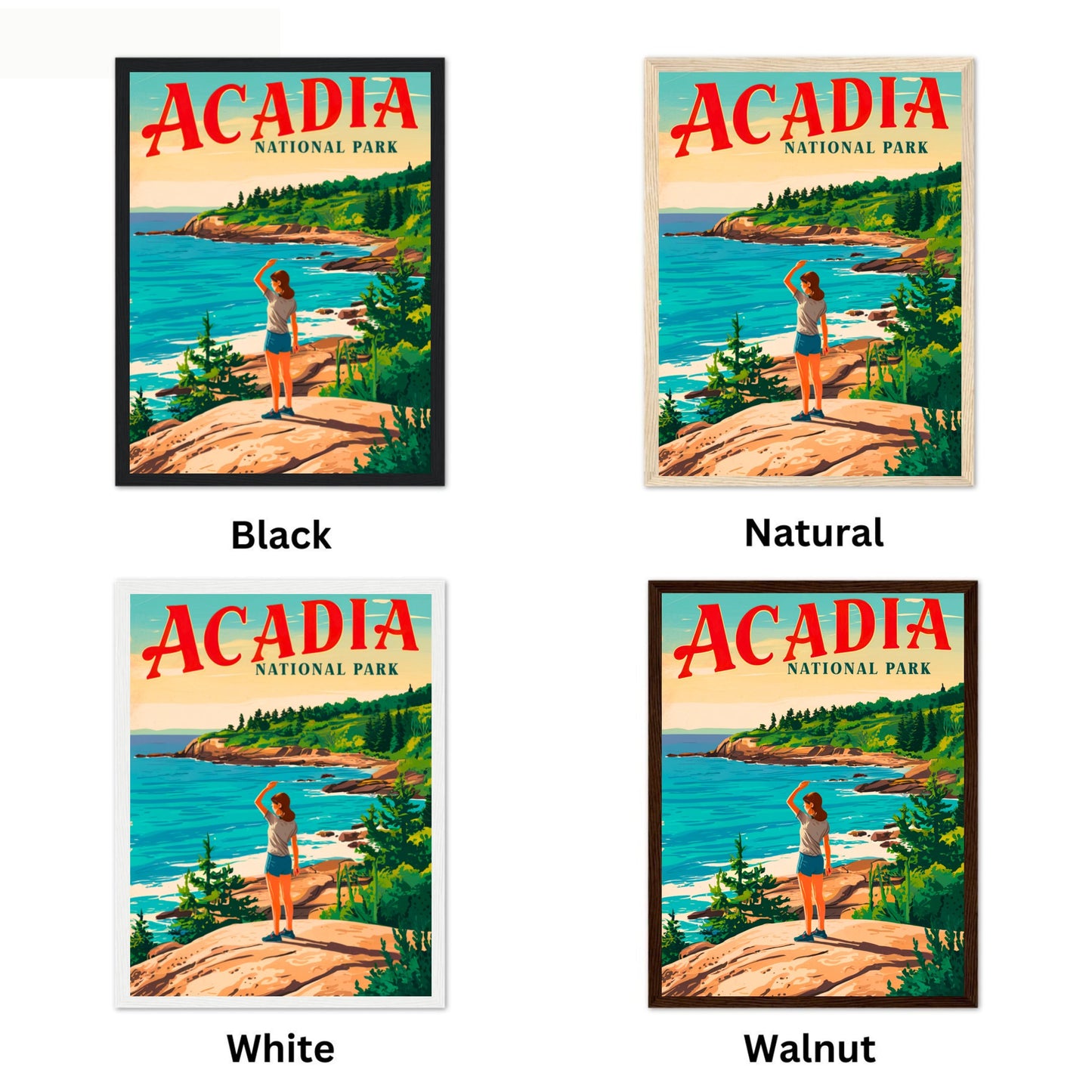 Acadia Vintage Travel Poster - Coastal Beauty