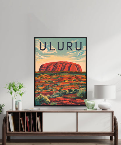 Uluru Rocks Vintage Travel Poster - Ayers Rock