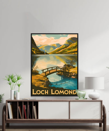 Loch Lomond Vintage Travel Poster - Mountain Beauty