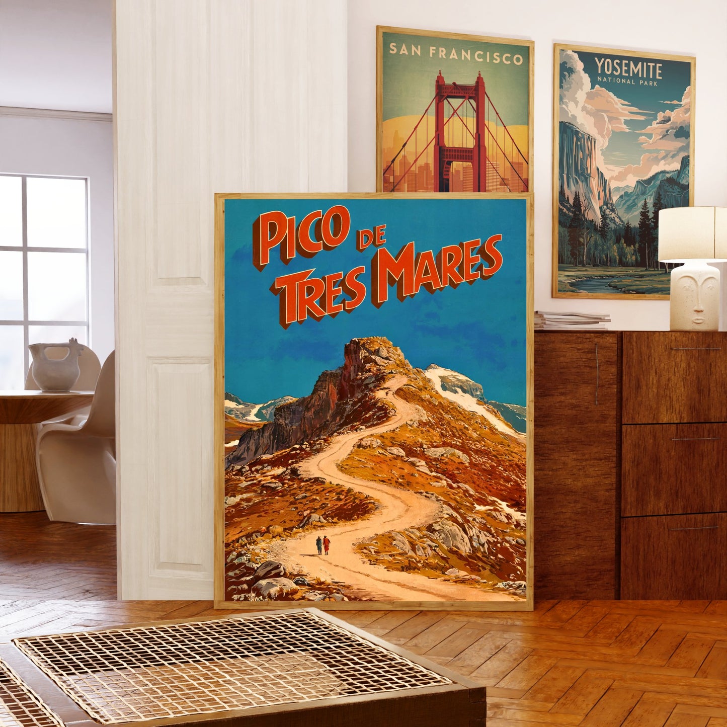 Pico de Tres Mares Vintage Travel Poster - Majestic Peak and Scenic Views