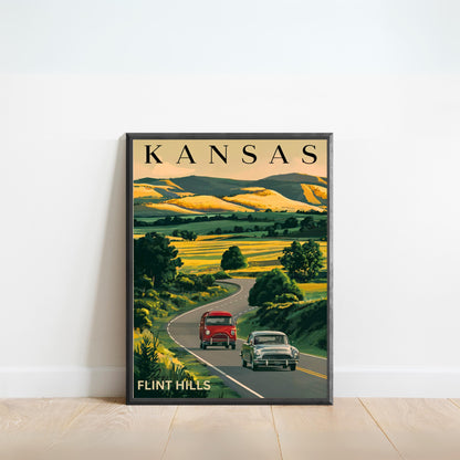 Kansas Vintage Travel Poster - Sunflower State's Scenic Charm