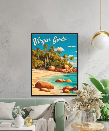 Virgin Gorda Vintage Travel Poster - Paradise in the British Virgin Islands