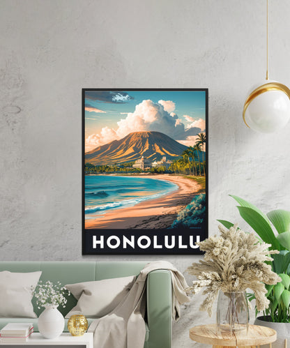 Honolulu Vintage Travel Poster - Tropical Paradise