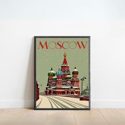 Moscow Vintage Travel Poster - Timeless Russian Majesty