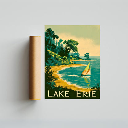 Lake Erie Vintage Travel Poster