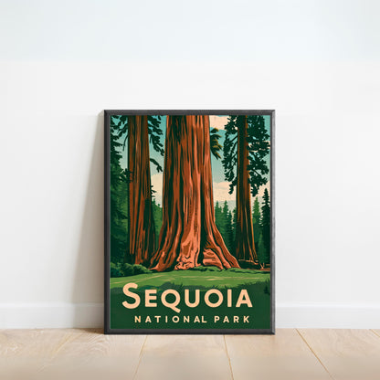 Sequoia National Park Vintage Travel Poster - Timeless Giants of the Forest