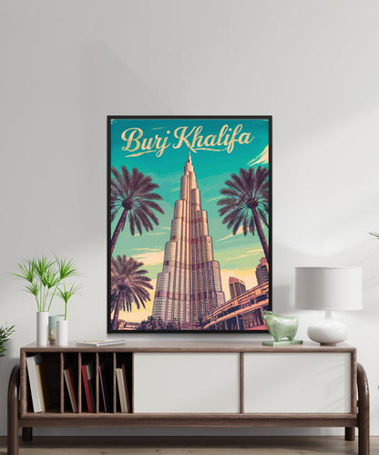 Burj Khalifa Vintage Travel Poster