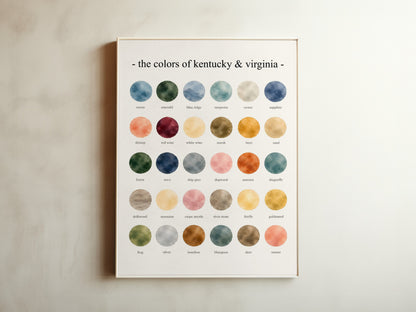 The Colors of  Kentucky & Virginia - Watercolor Print