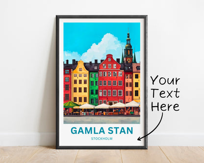 Gamla Stan Travel Poster  -  Iconic Landmark of Stockholm, Sweden