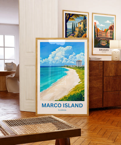 Marco Island Travel Poster - Florida Serene Beach Getaway