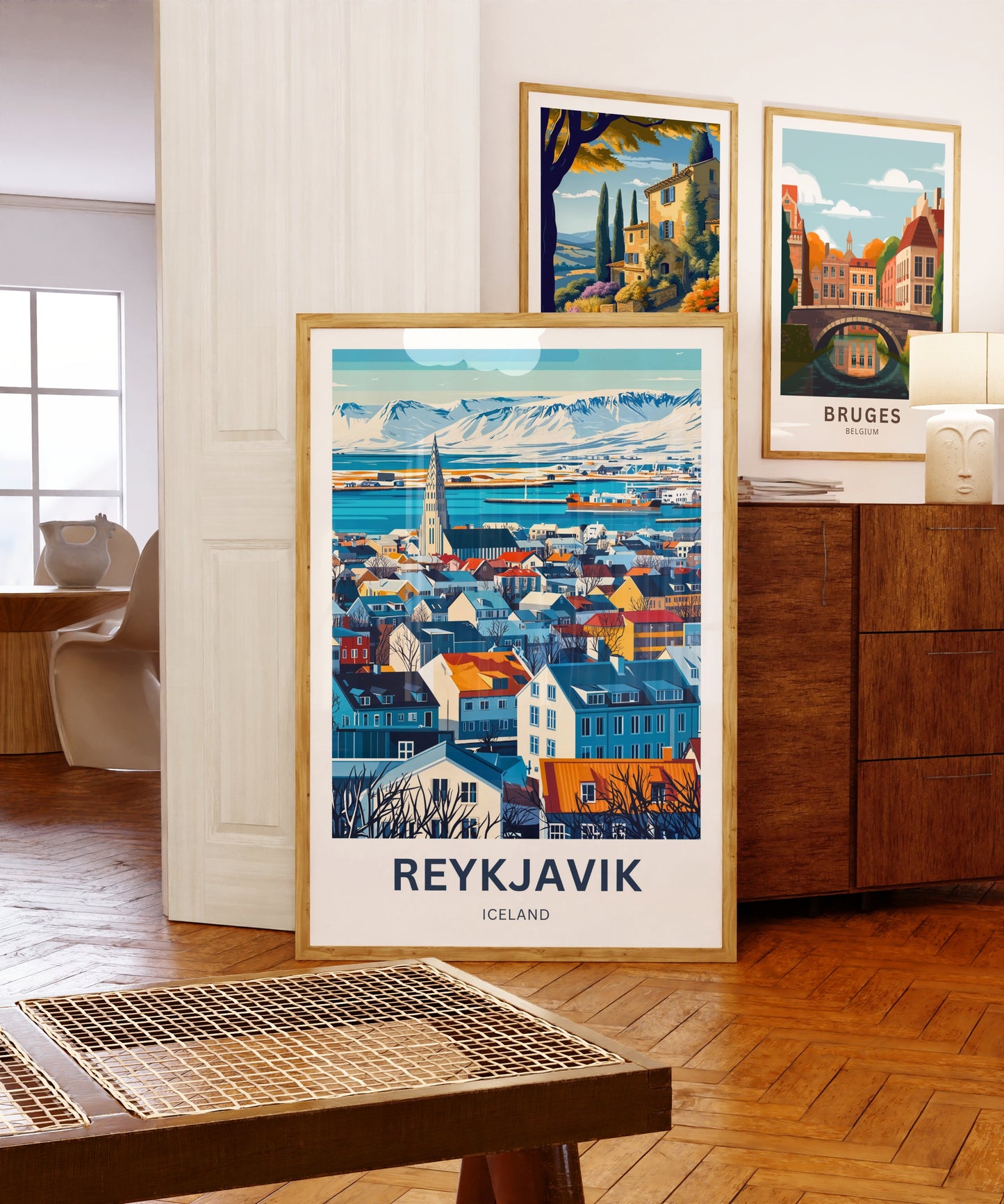 Reykjavik Travel Poster  - Mesmerizing Aerial View of Iceland City