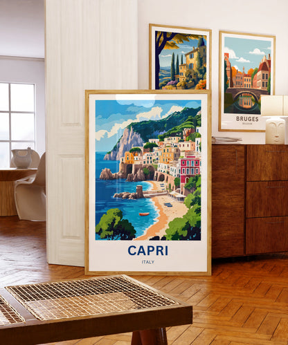 Capri Travel Poster - Discover Italy Timeless Mediterranean Magic