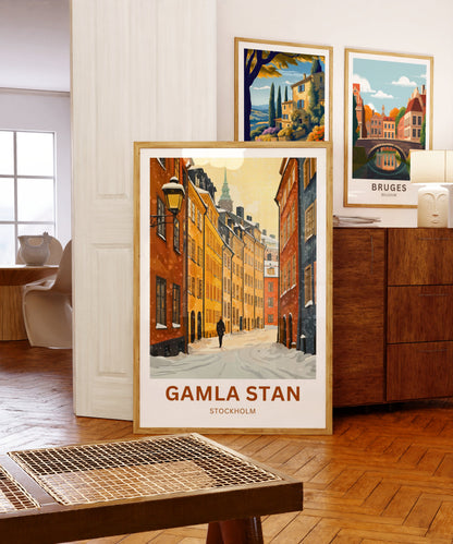 Gamla Stan Travel Poster  - Stockholm, Sweden