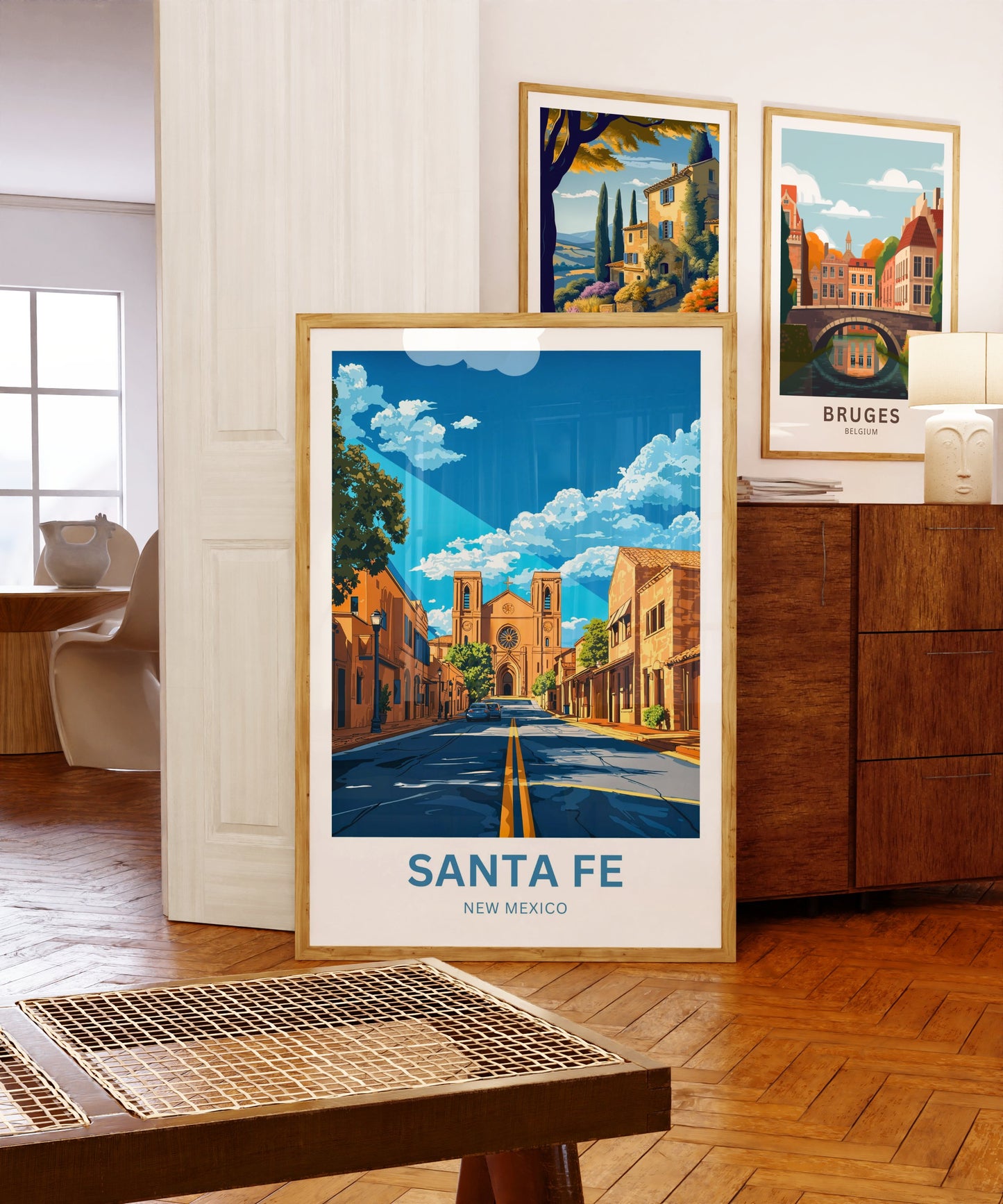 Santa Fe Travel Poster  - New Mexico Iconic Landmark