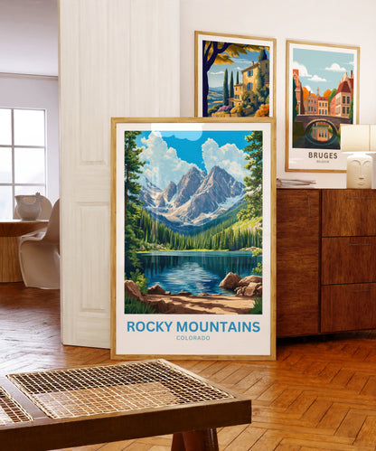 Rocky Mountains Travel Poster - Scenic Mountain Views and Landscapes