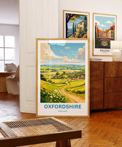 Oxfordshire Travel Poster - Captivating England Rolling Hills and Villages