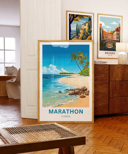 Marathon Travel Poster -  Stunning Crystal Clear Beach Florida