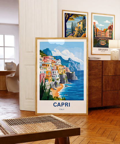 Capri Travel Poster - Stunning Italy Beauty Beyond the Mediterranean Horizon