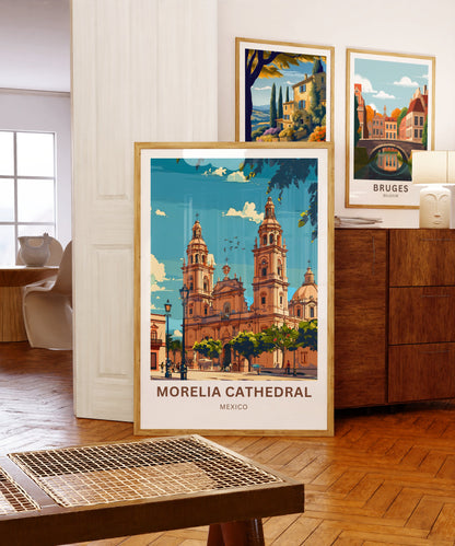 Morelia Cathedral Travel Poster - Spiritual Haven