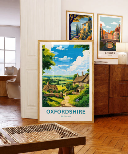 Oxfordshire Travel Poster - Charming Village View