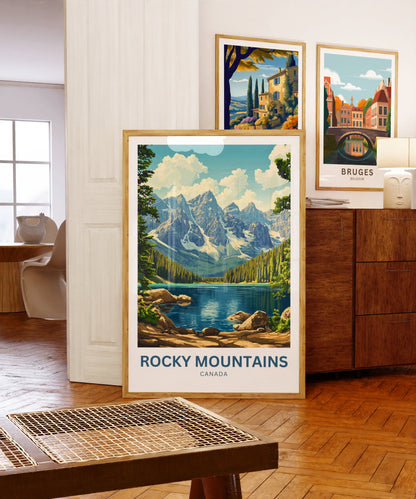 Rocky Mountains Travel Poster - Canada Stunning Mountain Views National Park