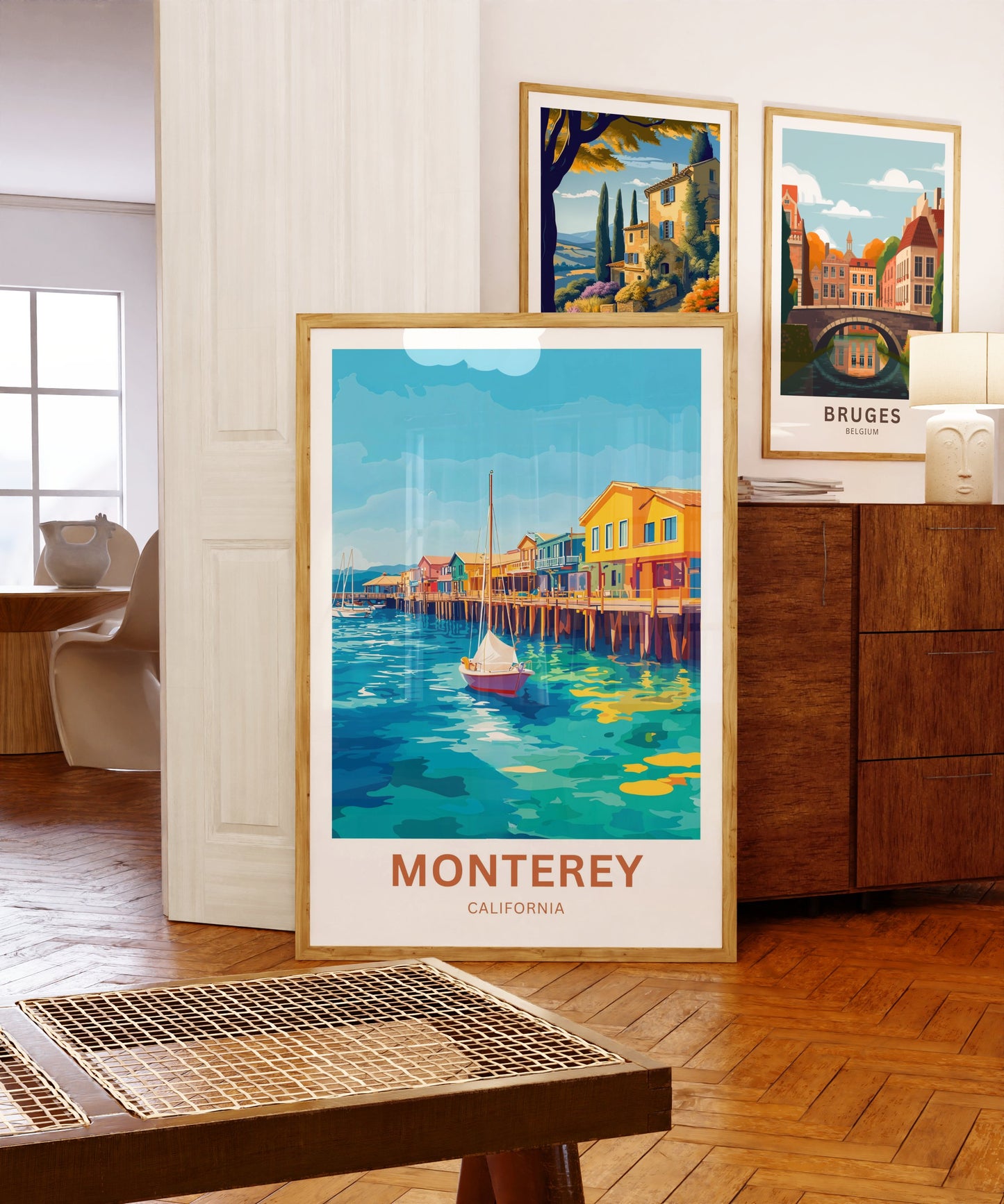 Monterey Travel Poster - California Coastal Village Charm