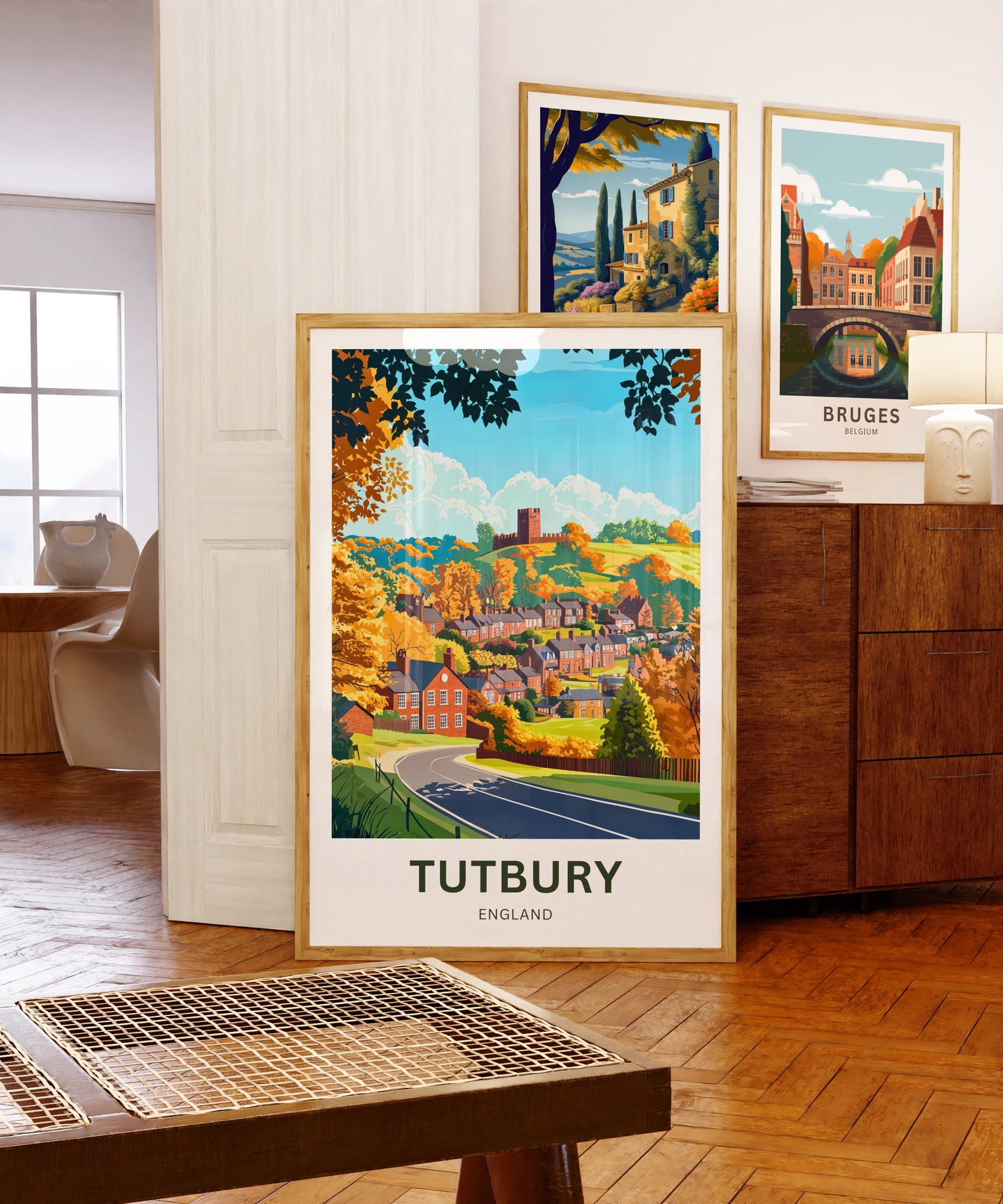 Tutbury Travel Poster - Rolling Hills & Village Timeless Charm