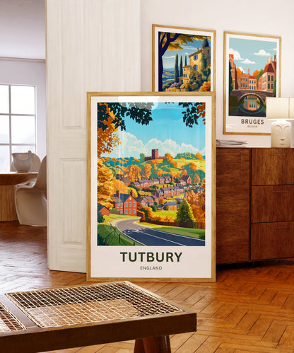 Tutbury Travel Poster - Rolling Hills & Village Timeless Charm