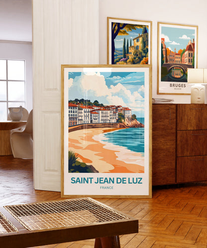Saint-Jean-de-Luz Travel Poster - Stunning Seaside France Town View