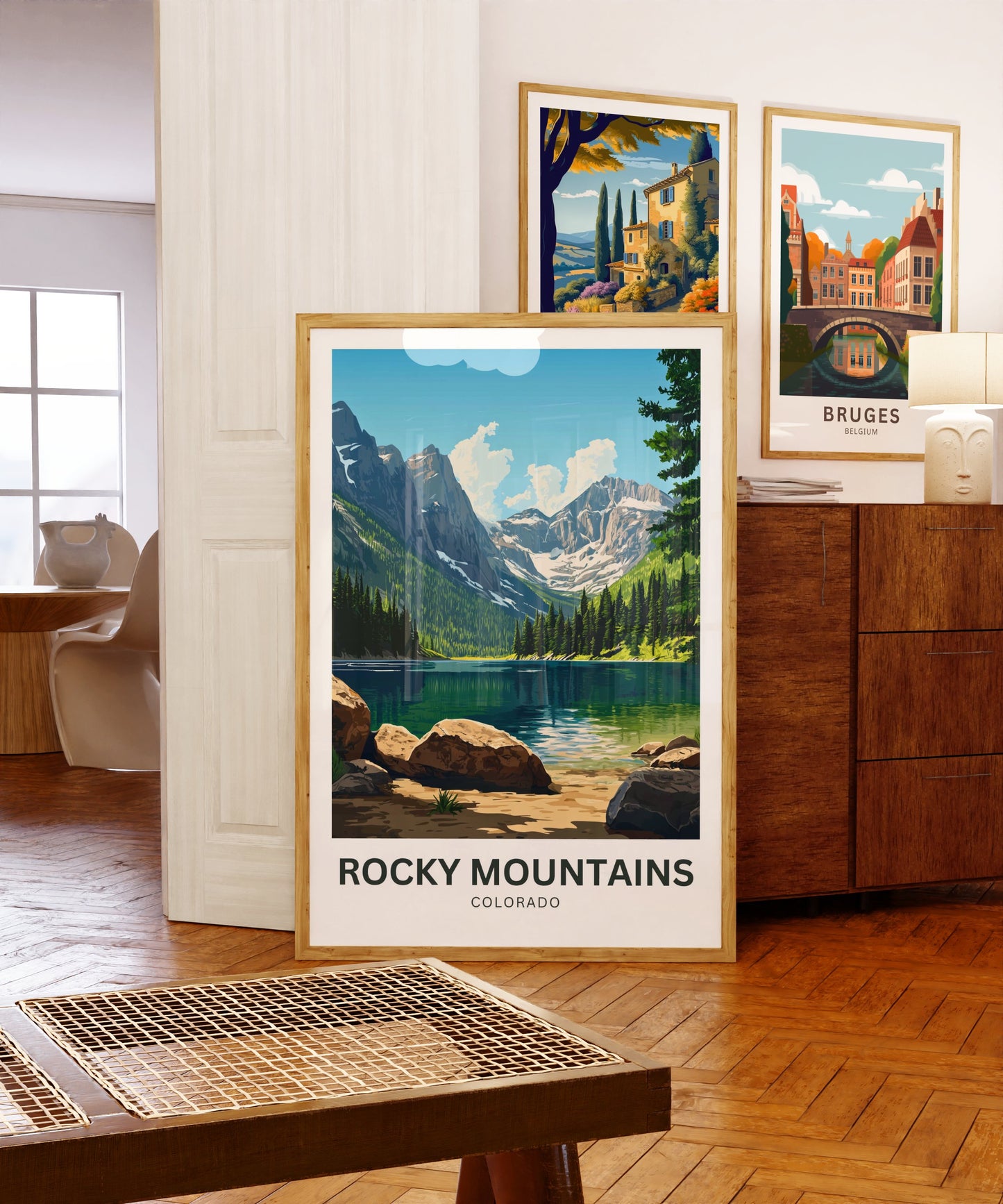 Rocky Mountains Travel Poster - Majestic Peaks and Nature Wall Art