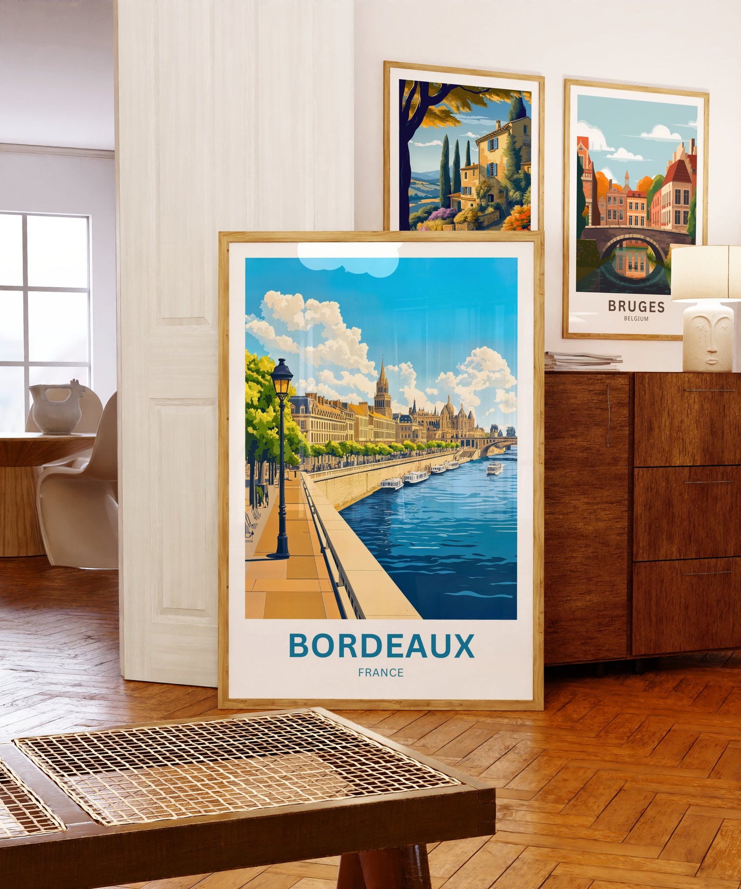 Bordeaux Travel Poster - France Riverside View