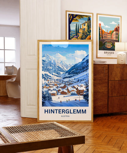 Hinterglemm Travel Poster - Austrian Hinterglemm Ski Resort