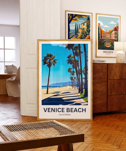 Venice Beach Travel Poster - Sun-kissed shores and vibrant boardwalk energy