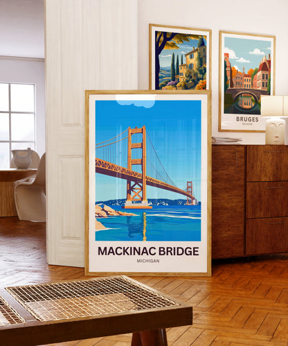 Mackinac Bridge Travel Poster - Michigan