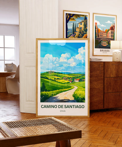 Camino de Santiago Travel Poster - The Heart of the Camino: Picturesque Villages on the Pilgrim’s Path