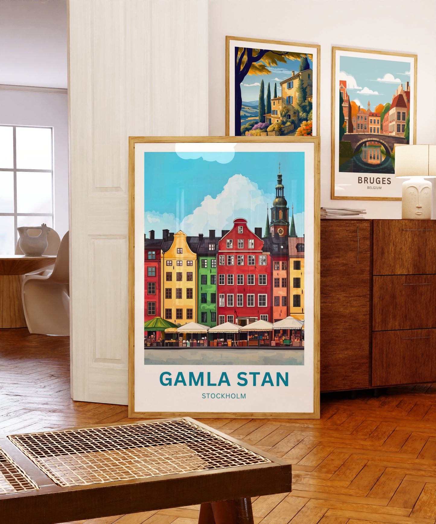 Gamla Stan Travel Poster  -  Iconic Landmark of Stockholm, Sweden