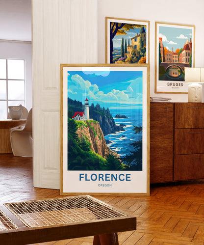 Florence Travel Poster - Heceta Head Lighthouse