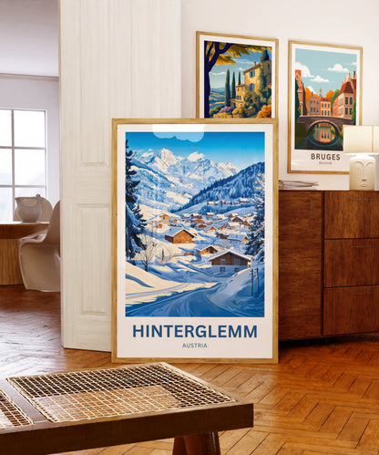Hinterglemm Travel Poster - Captivating View of Australian Snowy Village