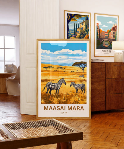 Maasai Mara Travel Poster - Captivating Wildlife in Kenya