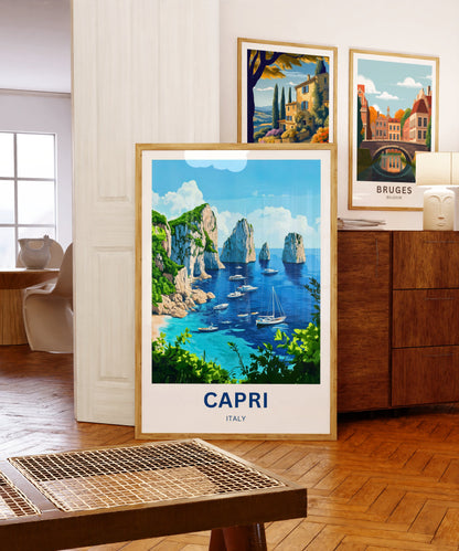 Capri Travel Poster - Enchanting Views of Italy Blue Coast