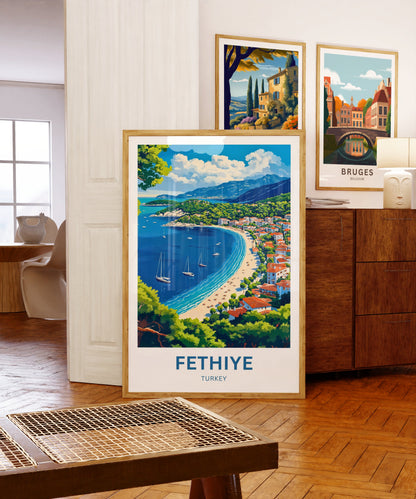 Fethiye Travel Poster - Charming Turkey's Coastal Town View