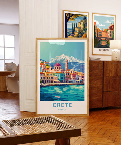Crete Travel Poster - Chania City in Greece