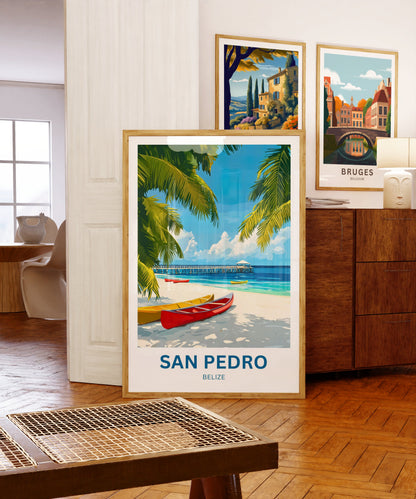 San Pedro Travel Poster - Captivating Tropical Beach of Belize