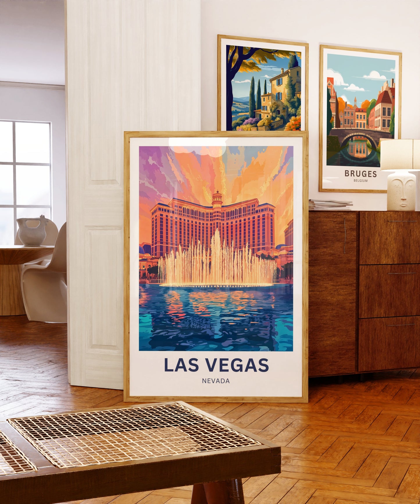 Las Vegas Travel Poster - Featuring Stunning Bellagio fountains