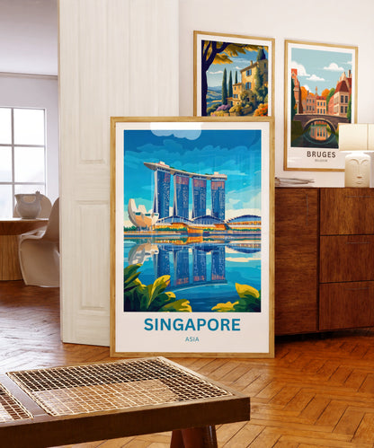 Singapore Travel Poster  - Stunning Marina Bay View