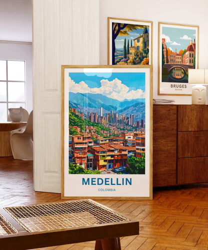 Medellín Travel Poster - Colombia Vibrant Hills and Timeless Beauty