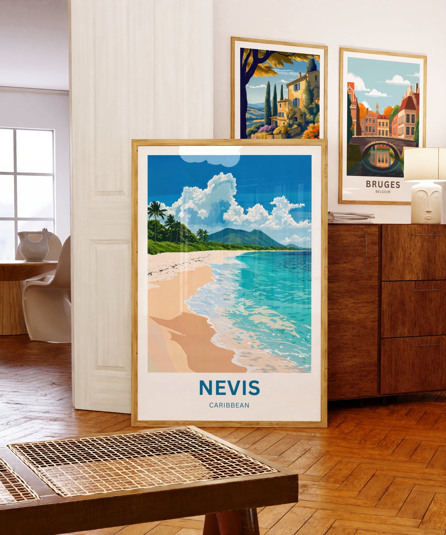 Nevis Travel Poster - Captivating Caribbean Beach Shore