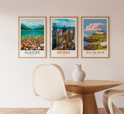 Detroit Travel Poster - City View