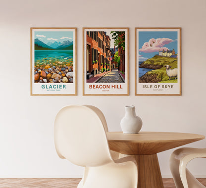 Beacon Hill Travel Poster -  Acorn Street Glow